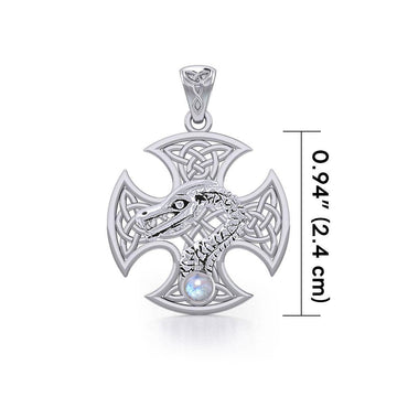 Dragon with Celtic Cross Silver Pendant TPD5818 - Jewelry